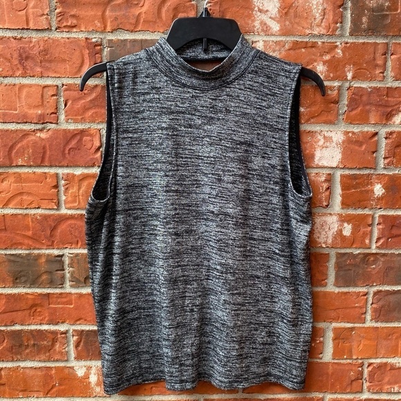 Rag & Bone Womens Large Gray Charlie Mock Neck VBack Cutout Tank Top - Picture 2 of 10